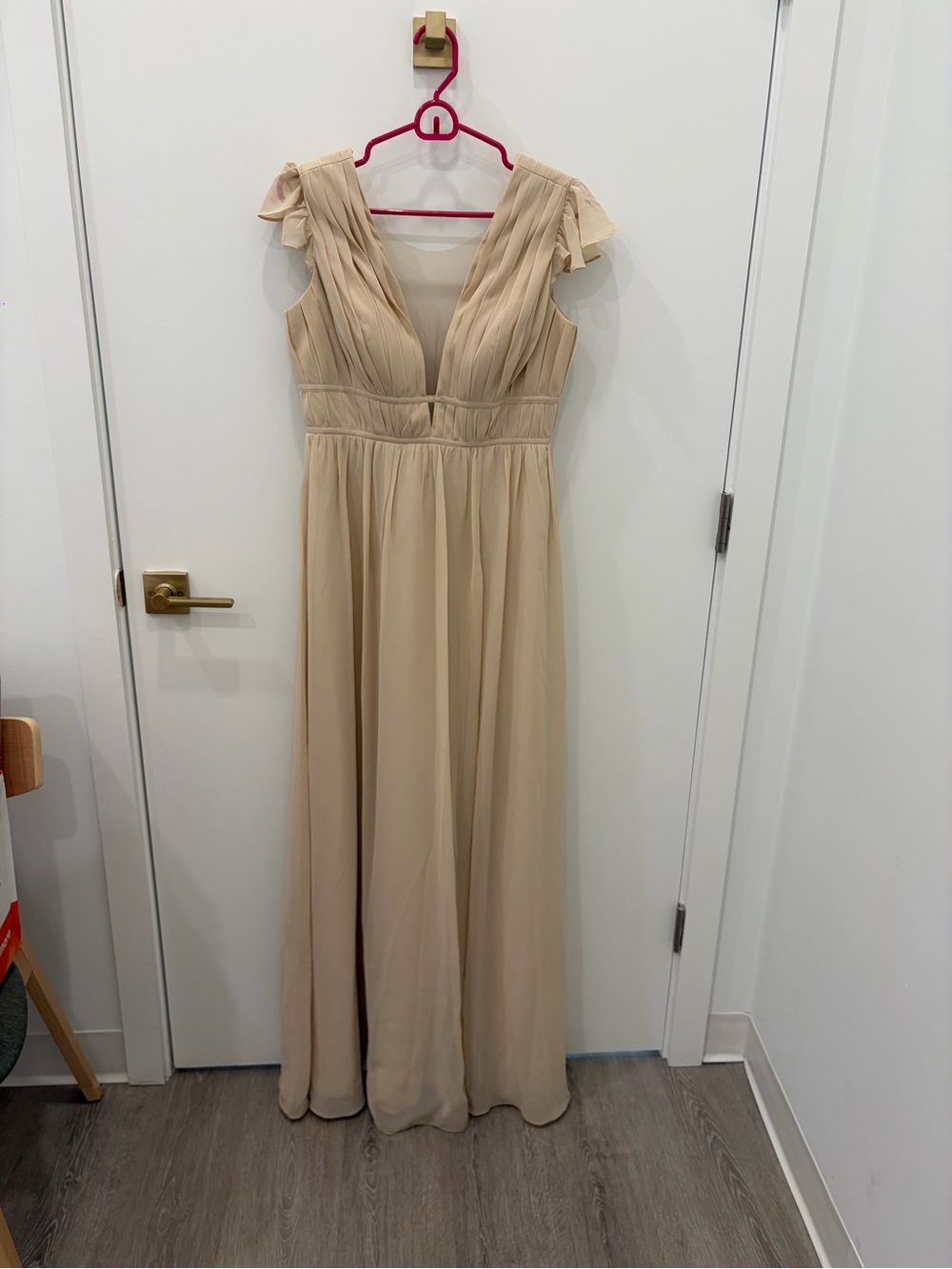 Revelry Champagne Maxi Chiffon Gown